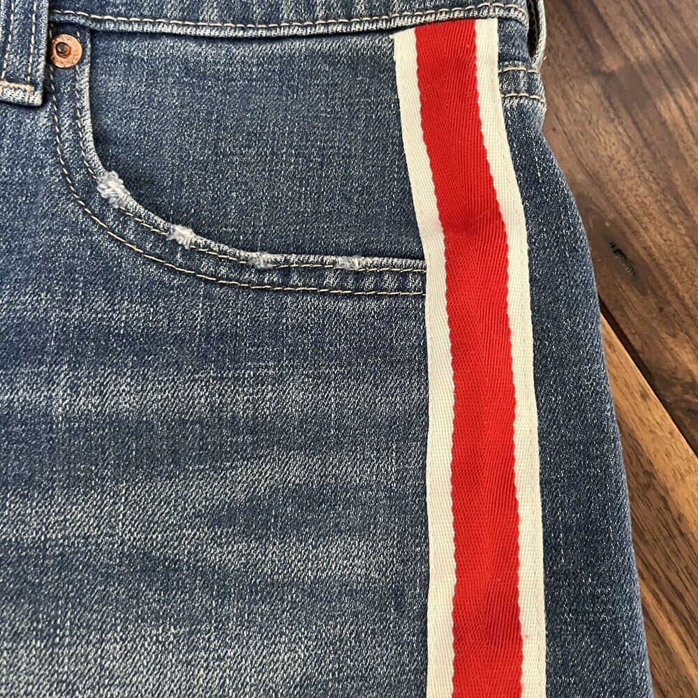 Gap 1969 High Rise Cut-Off Denim Shorts Stripe Sides Size 29 - Picture 3 of 11